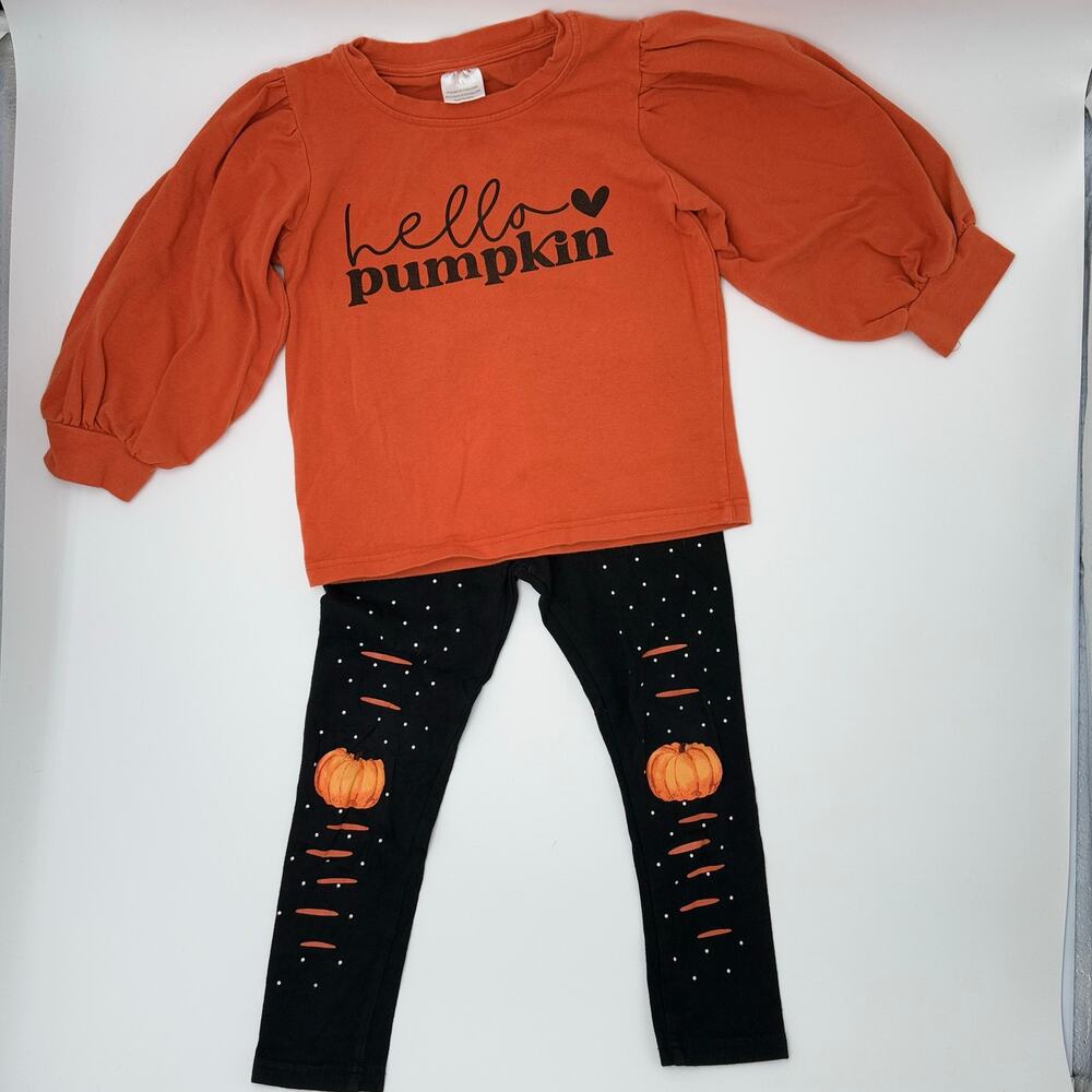 Sparkle in Pink "Hello Pumpkin" Outfit | Girls XL/5T | Adorable & Festive!